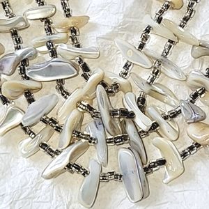 MOTHER OF PEARL FOUR-STRAND VINTAGE NECKLACE - HANDMADE IN JAPAN